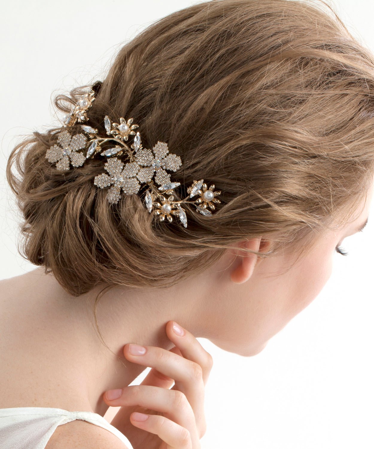 Elizabeth Bower June Crystal Haarkamm Gold Blüten