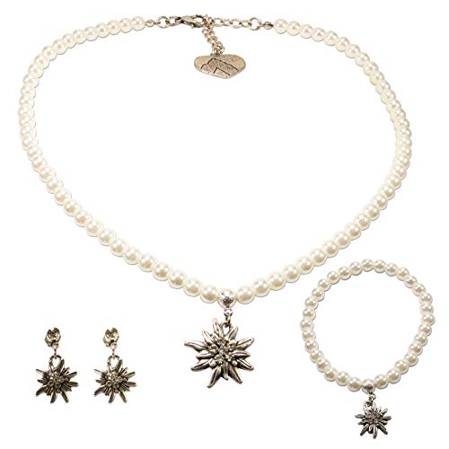 Alpenflüstern DAHEIM SET038 Trachtenset Perlen Strass-Edelweiss