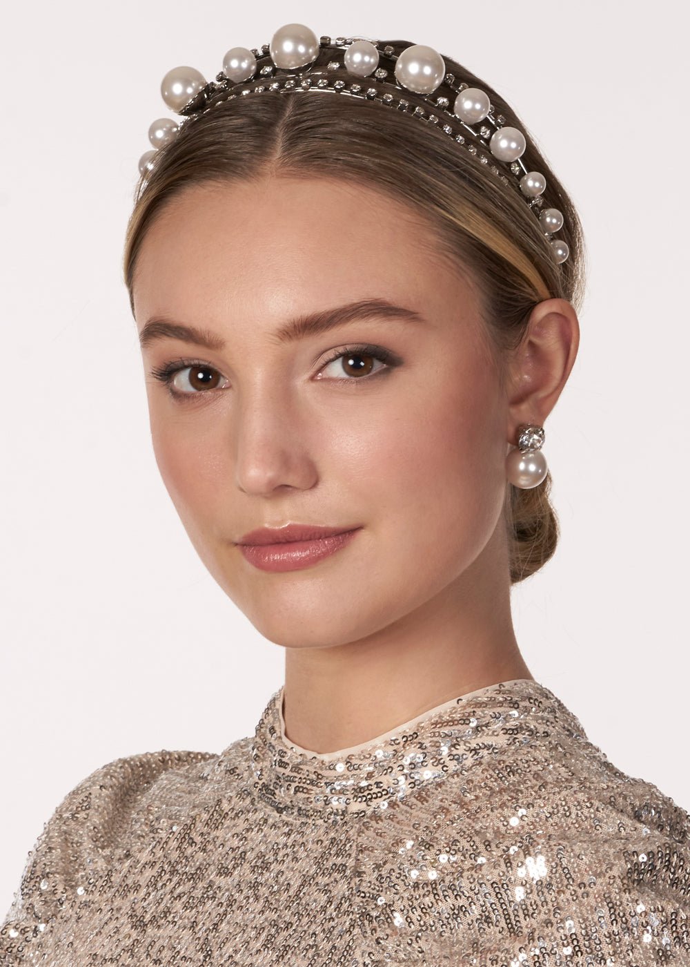 Elizabeth Bower Lustra Braut Haarband Perlen Rhodium