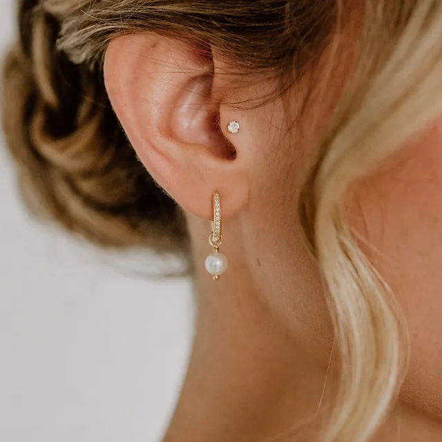 Perlenbräute Anni Brautohrringe Gold Perle Zirkonia
