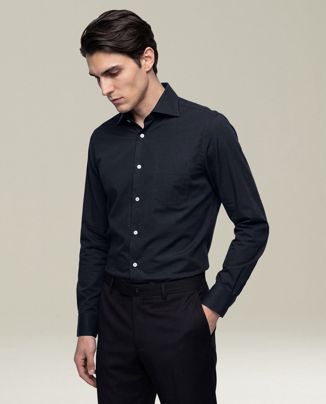 Kiton Nerano Baumwollhemd Navy Blau