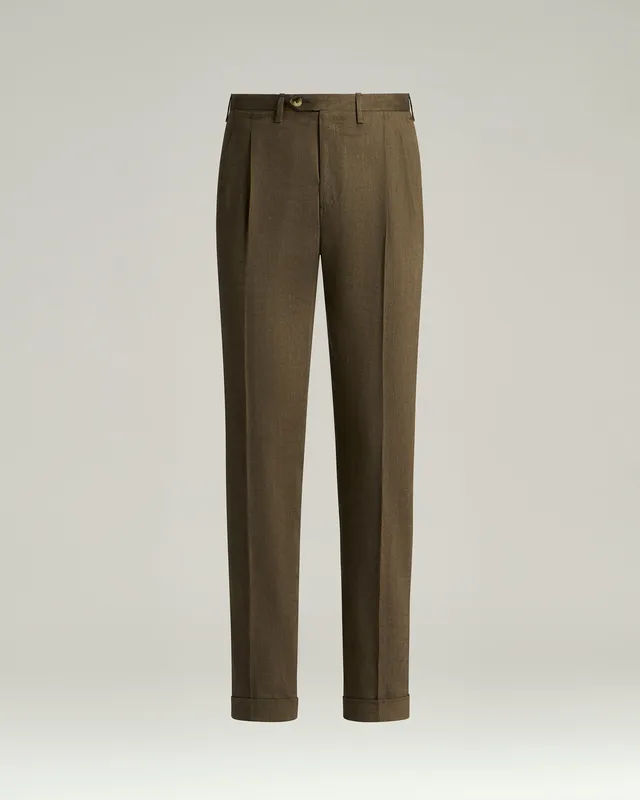 Kiton Tailored Hose Leinen Wolle Bundfalte