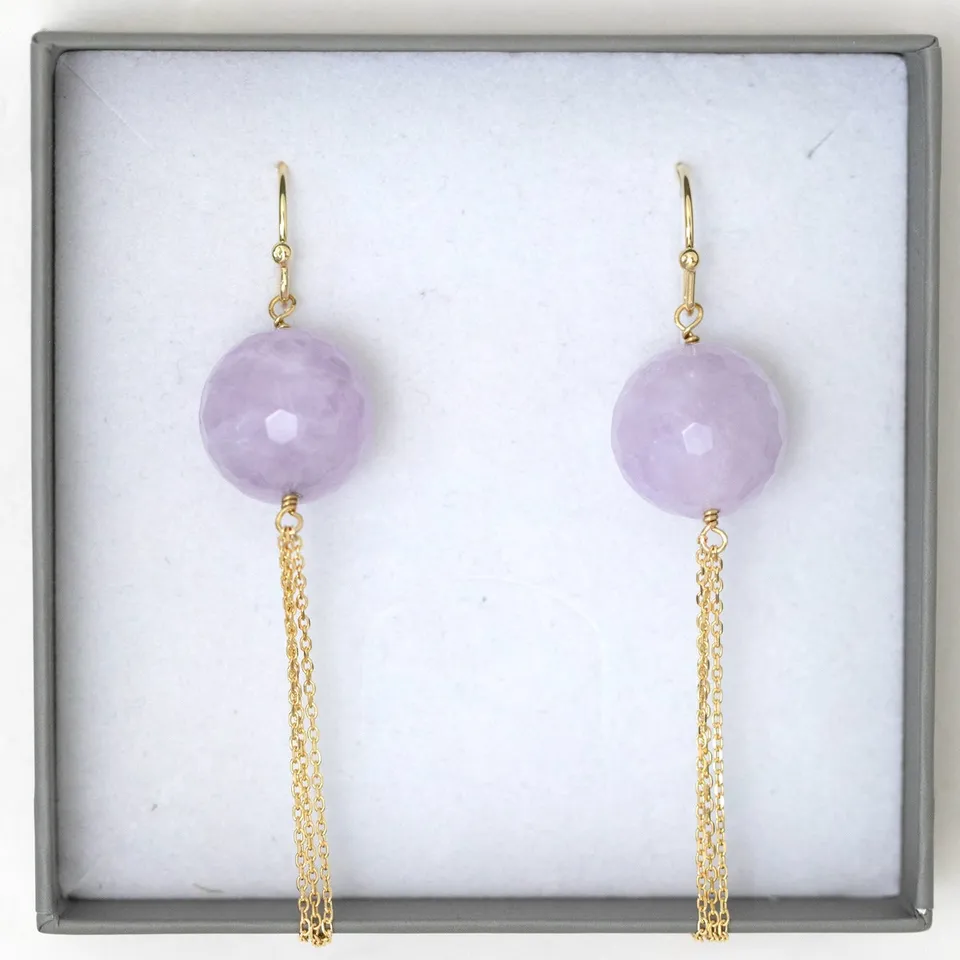 Juvelan Ohrringe mit Amethystquarz Ohrhänger Gold 8 cm