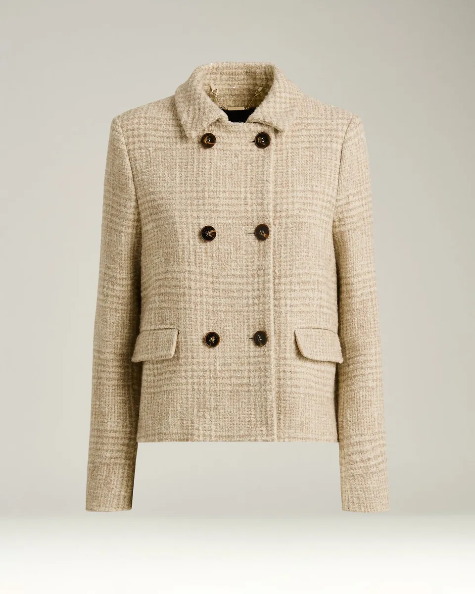 Kiton Peacoat Wolle-Alpaka beige Gr.40 zweireihig