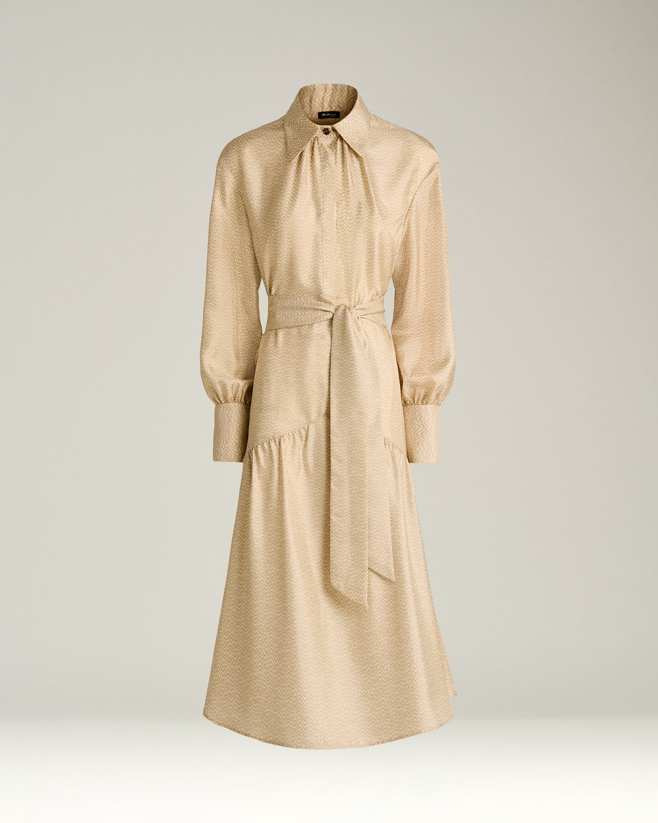 Kiton Dresses Seiden Hemdkleid beige knielang