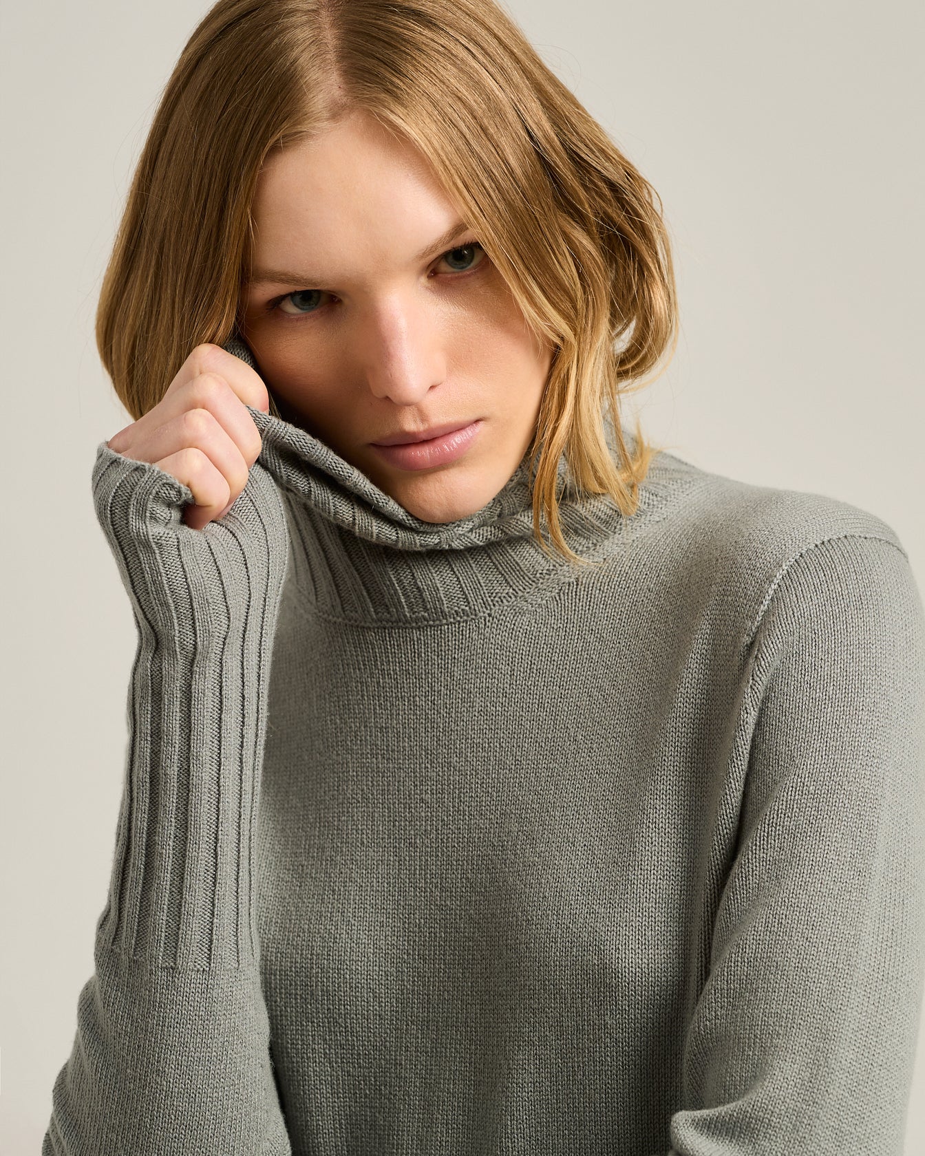 Kiton Knitwear LIGHT GRAY CASHMERE TURTLENECK Pullover