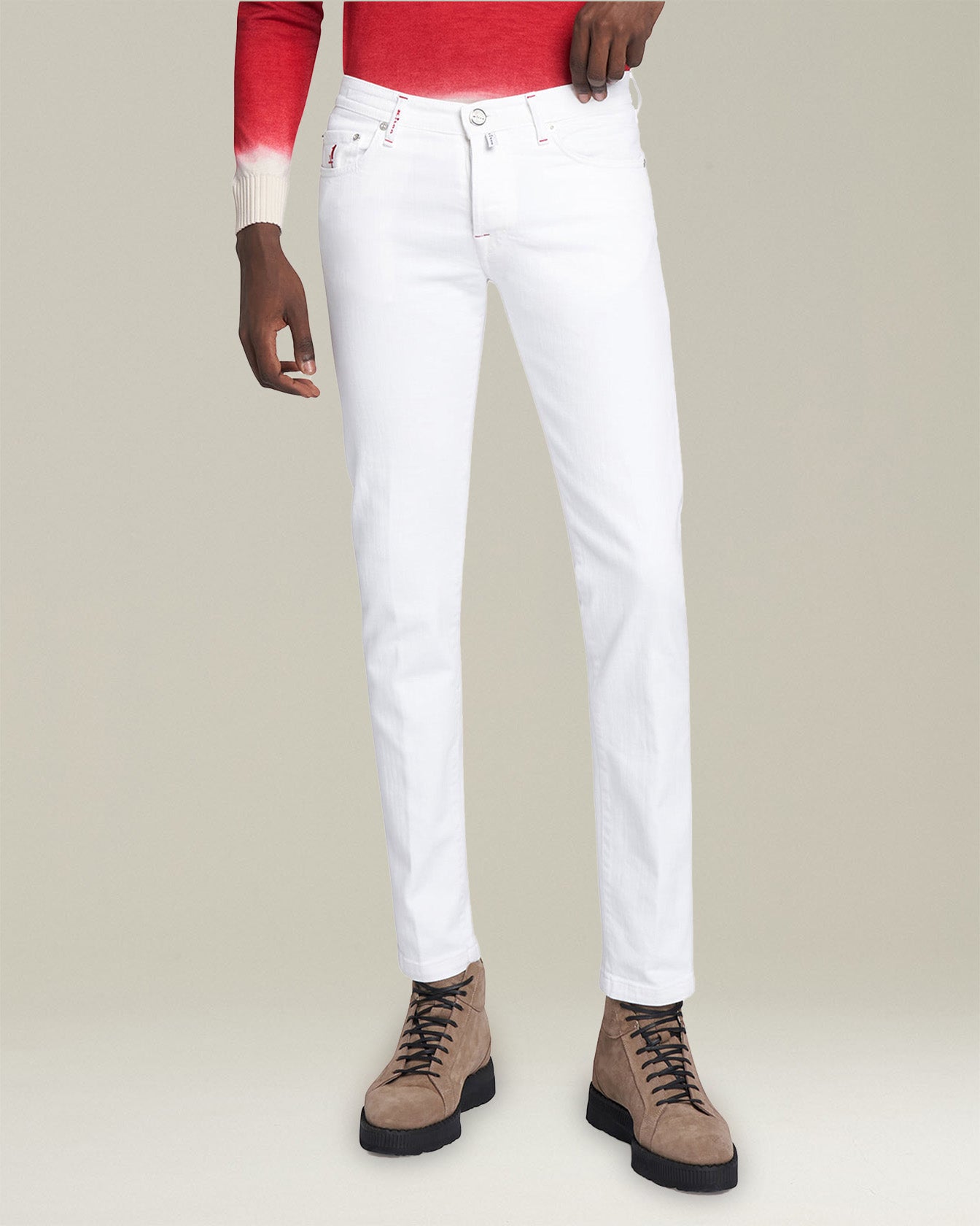 Kiton Pantaloni Jeans Weiß Slim Bio-Baumwolle Kurabo