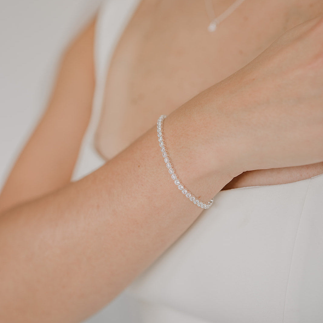Perlenbräute Sanna Tennisarmband Gold 16-19cm mit Zirkonia