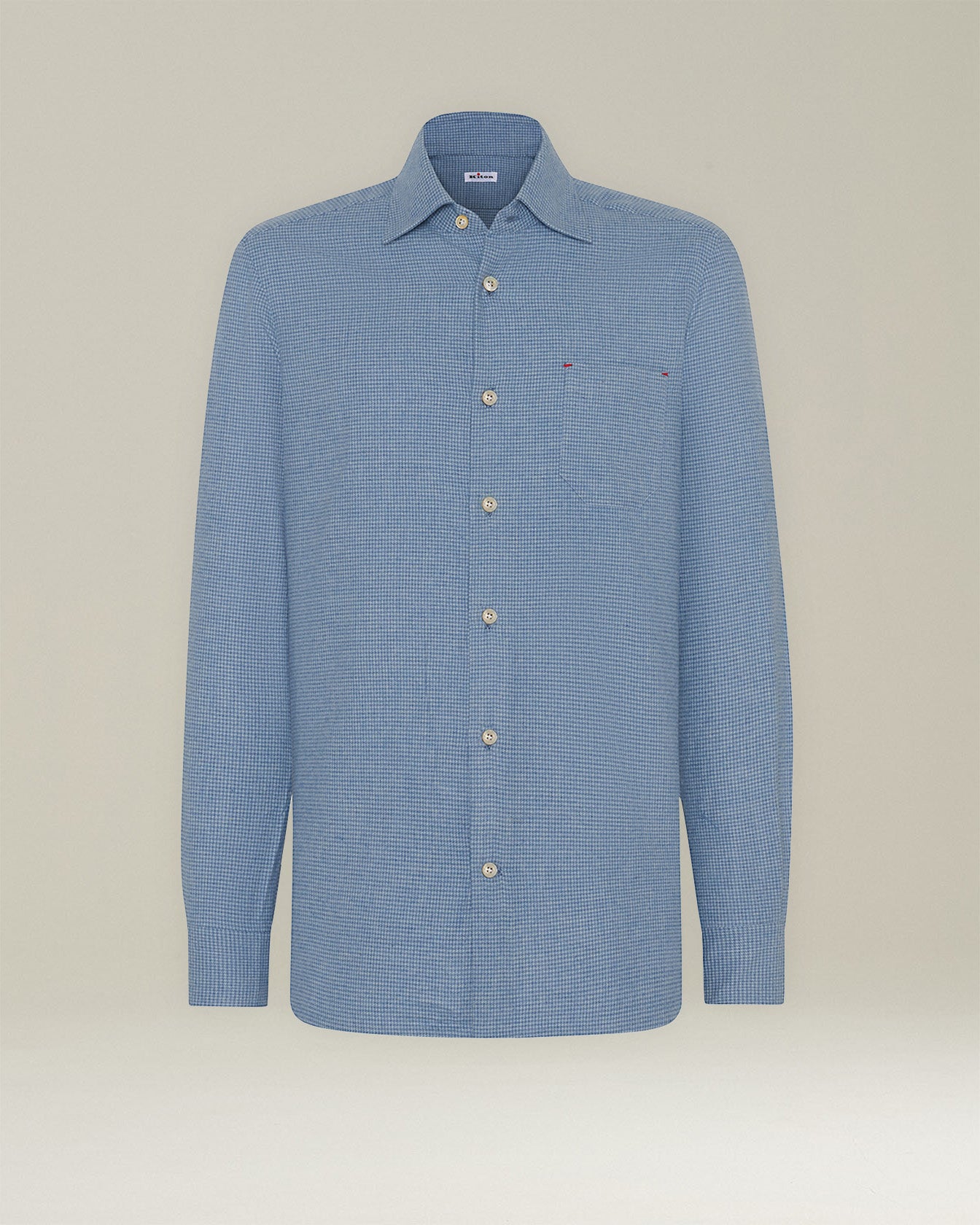 Kiton Nerano Flanell Hemd Hahnentritt Baumwolle