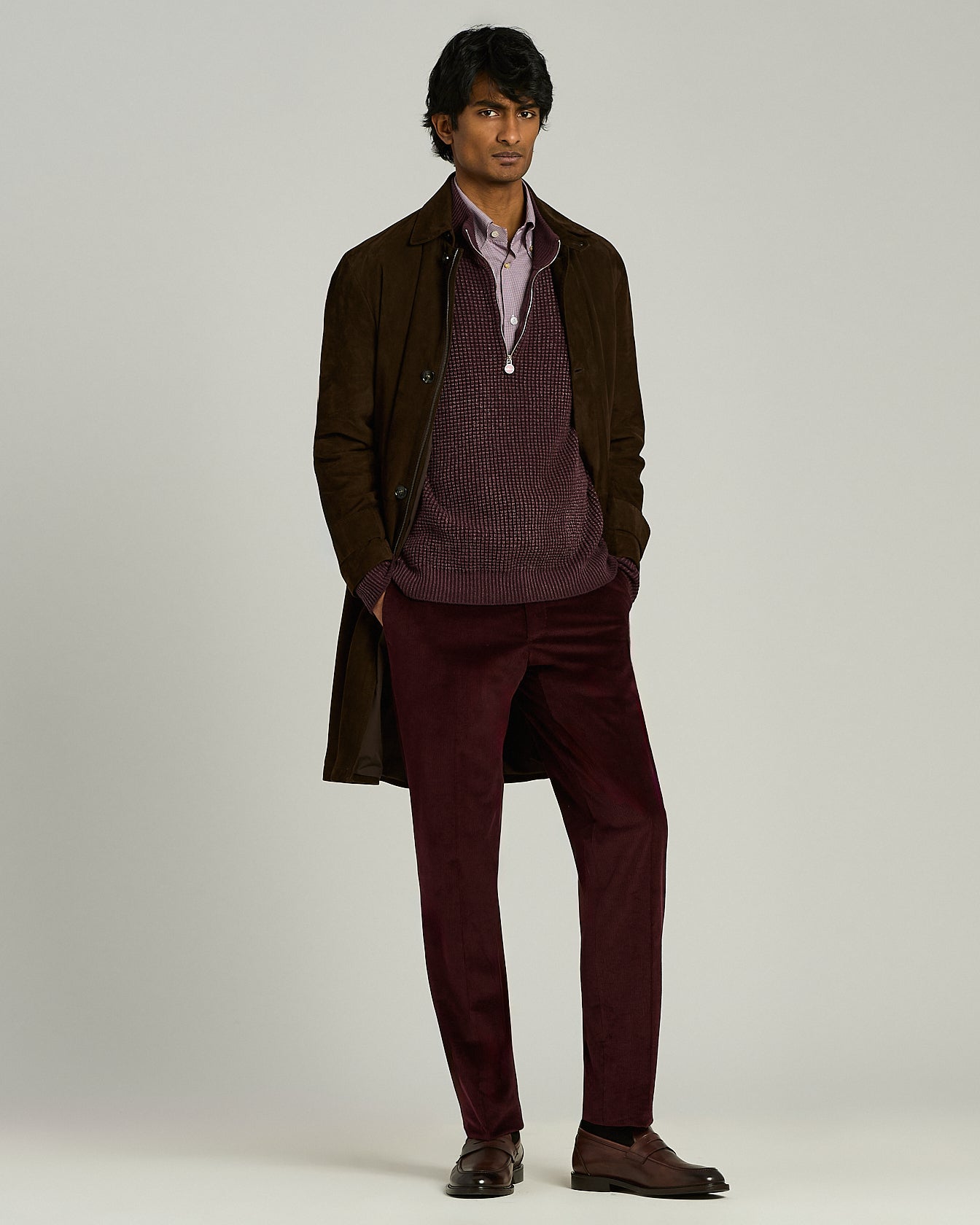 Kiton Bordeaux Contemporary Cord Hose Baumwolle Wolle Herren