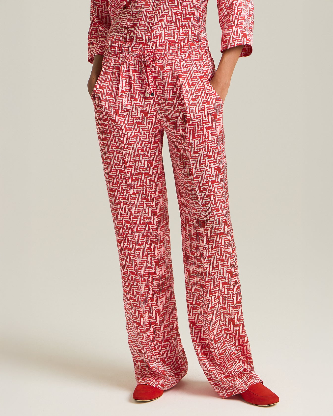 Kiton Seidenhose Scarlet Stairs Muster Gr. 44