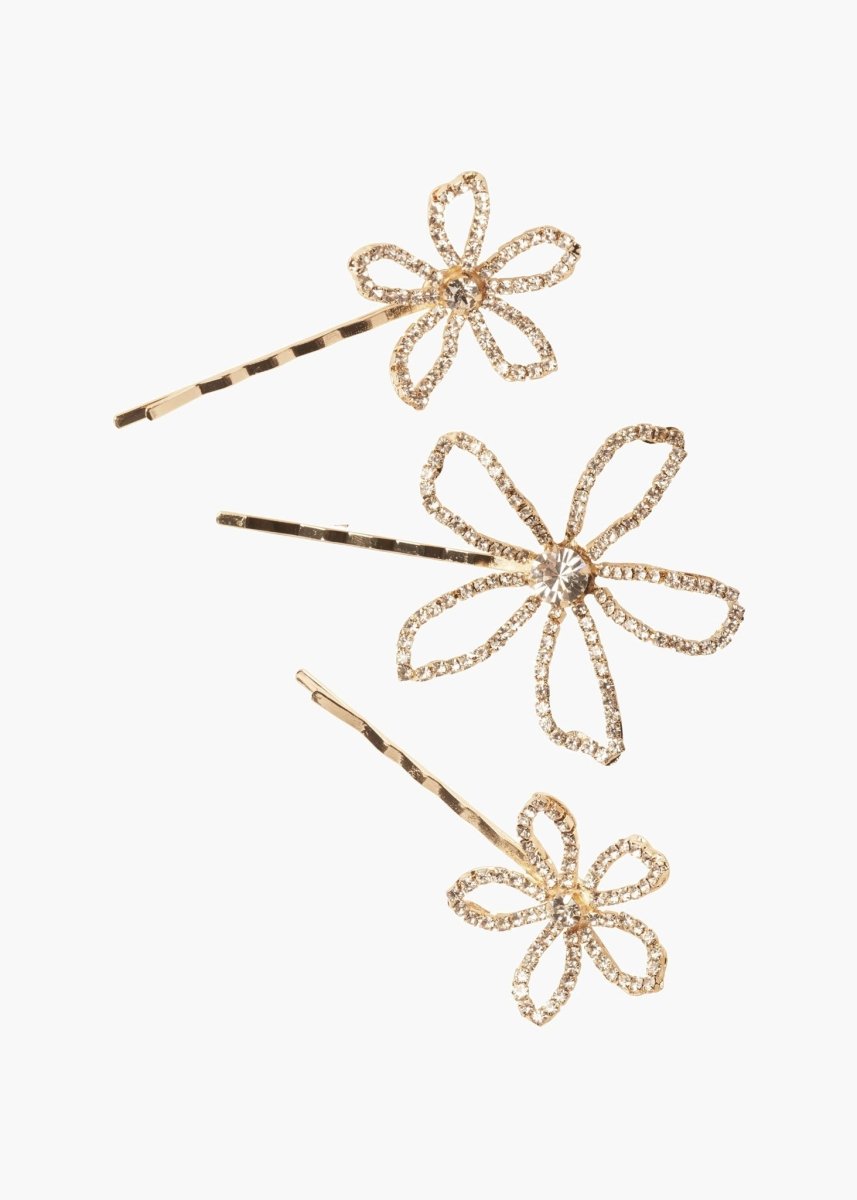 Elizabeth Bower Pavet Floral Haarnadeln Rhodium 3er Set