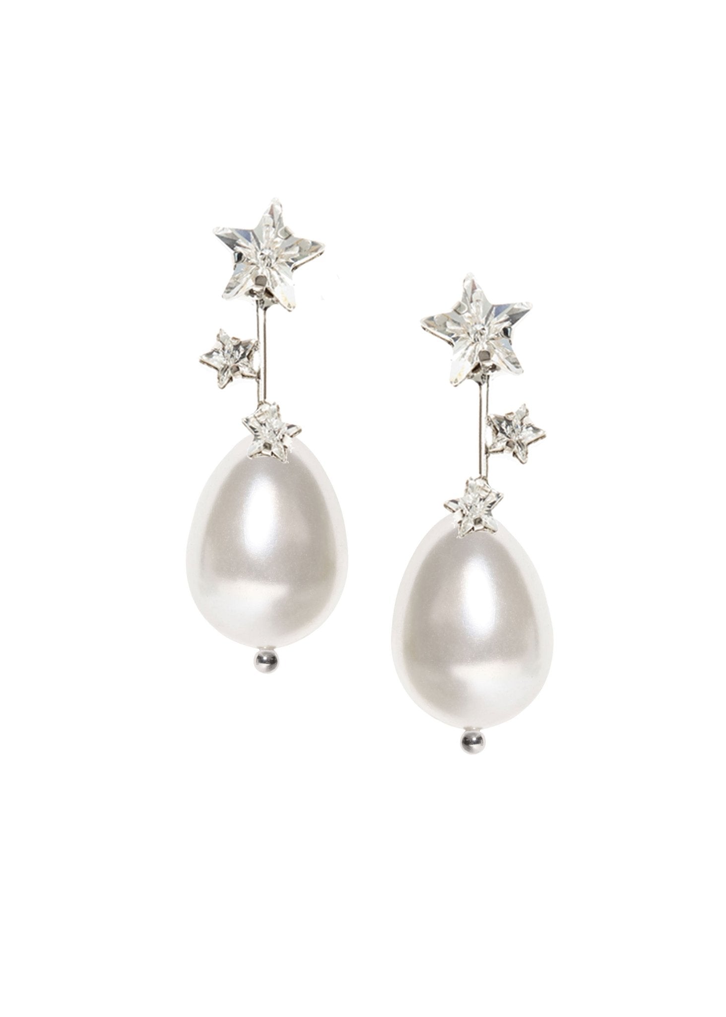 Elizabeth Bower Starred Hängeohrringe Rhodium Stecker Perle
