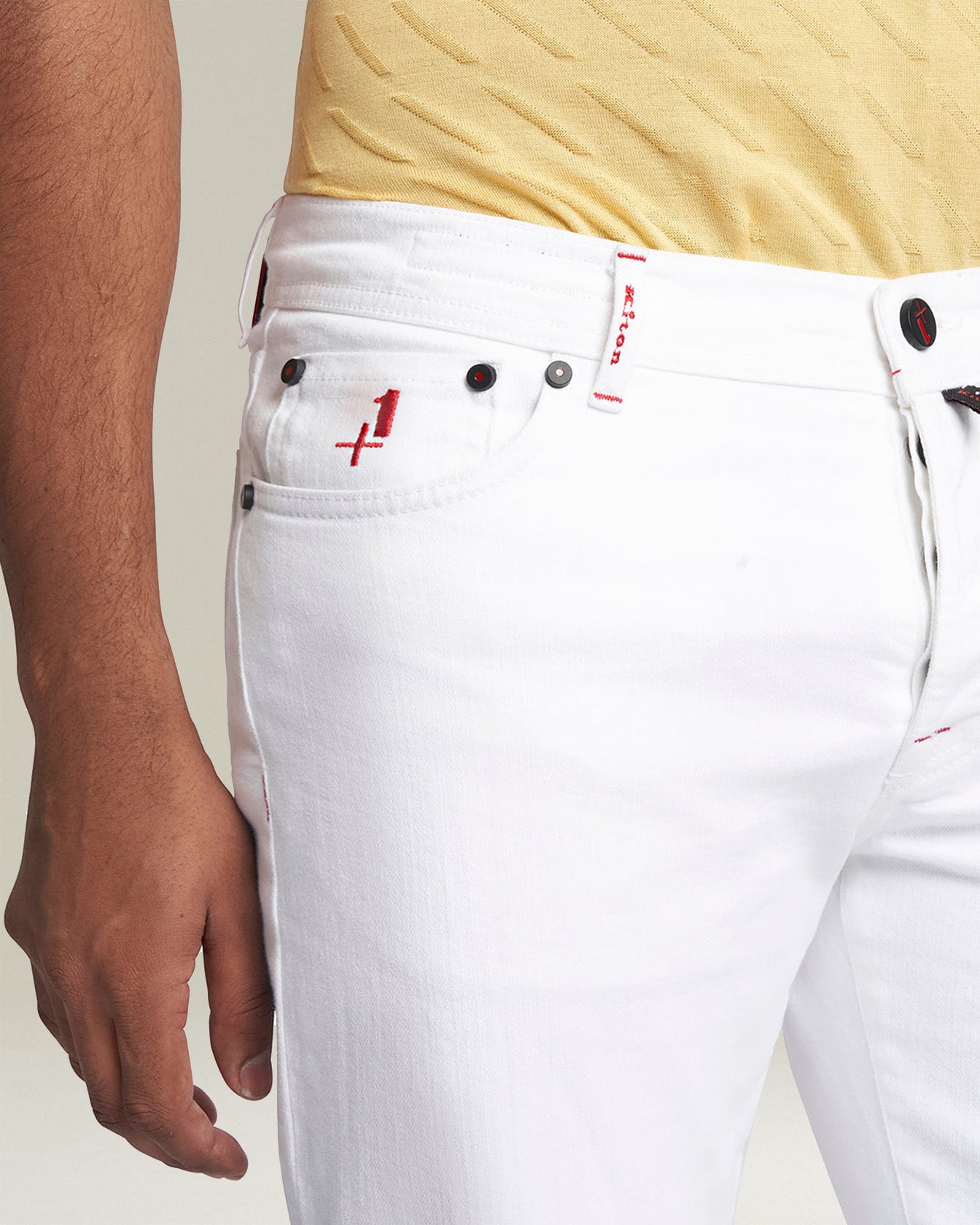 Kiton Essentials Slim Jeans Hose Weiss Baumwolle 50