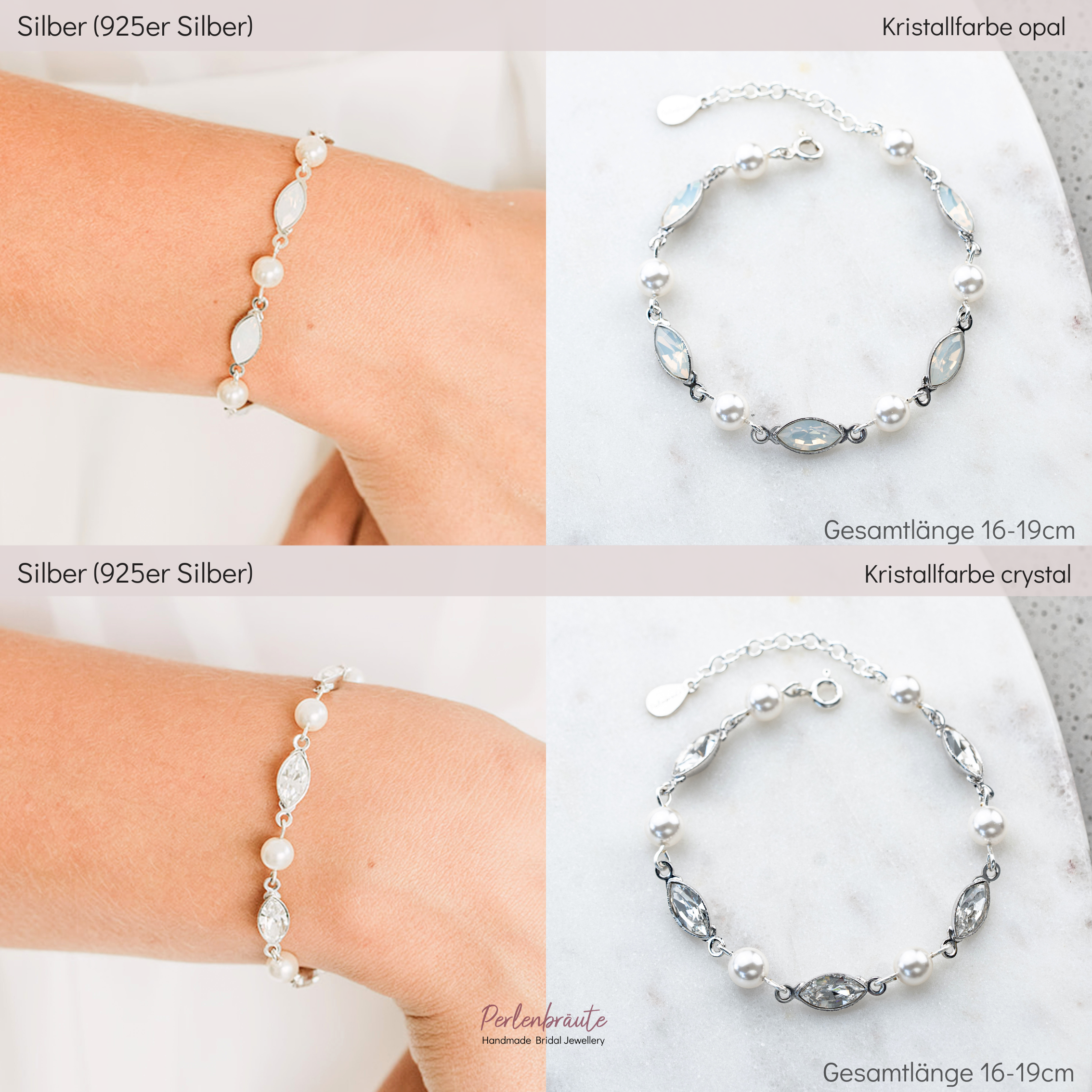 Perlenbräute Kylie Armband Gold mit Perlen und Kristallen
