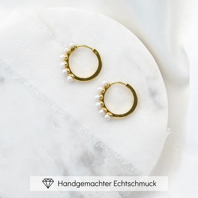 Perlenbräute Elli Creolen Hochzeit Silber Süßwasserperlen