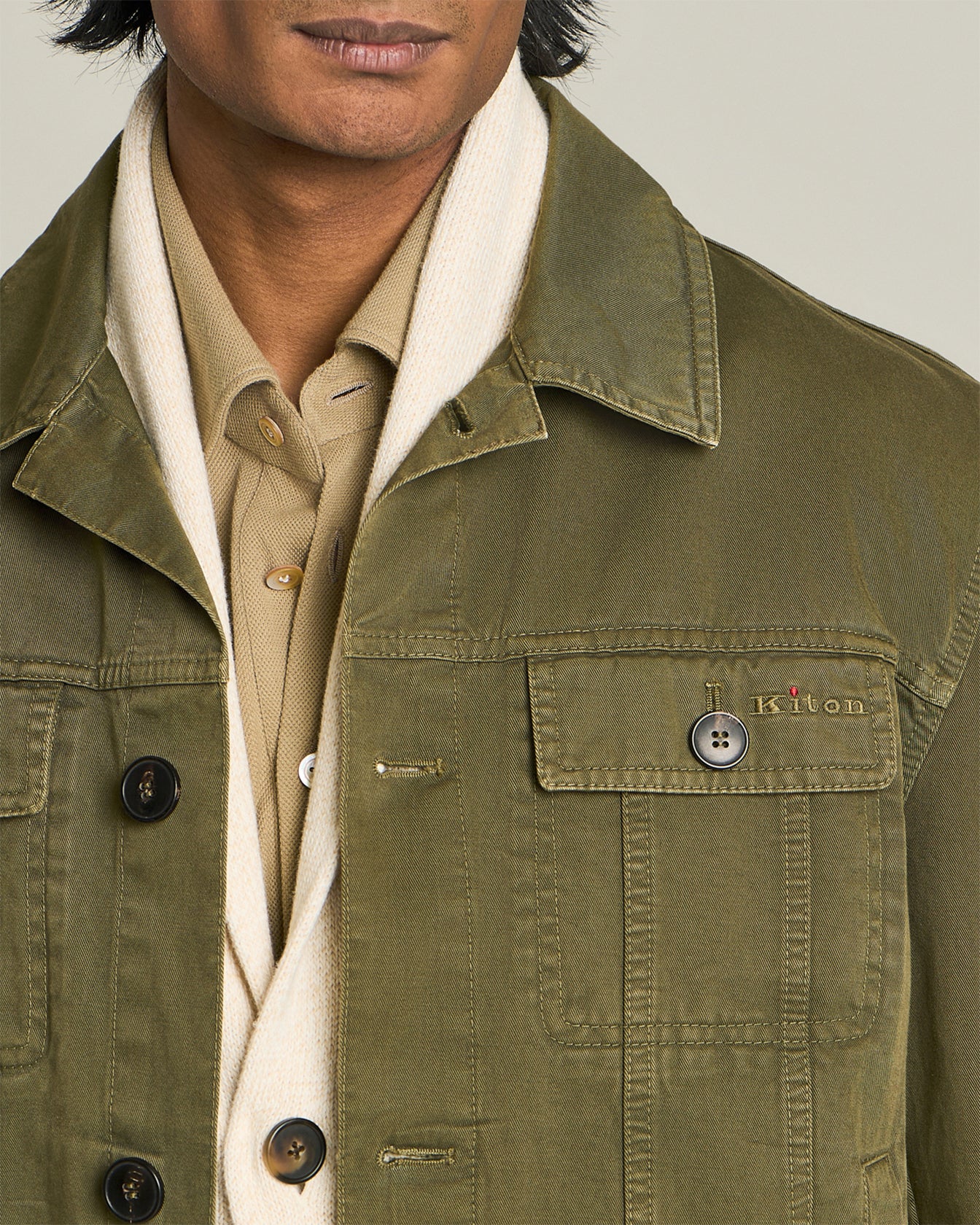 Kiton Jeansjacke Bio-Baumwolle Denim Herren