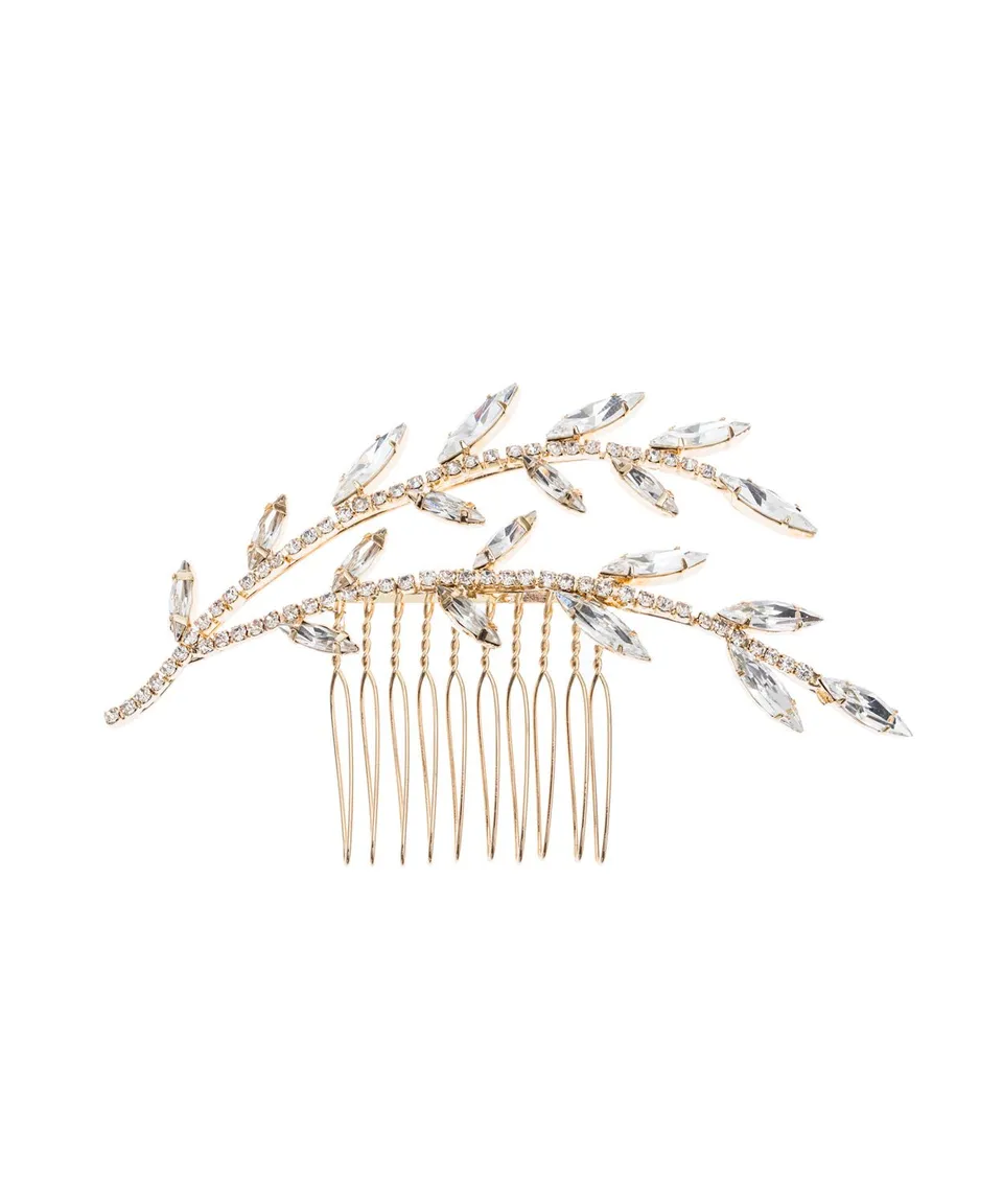Elizabeth Bower Electra Crystal Haarkamm Gold 107mm
