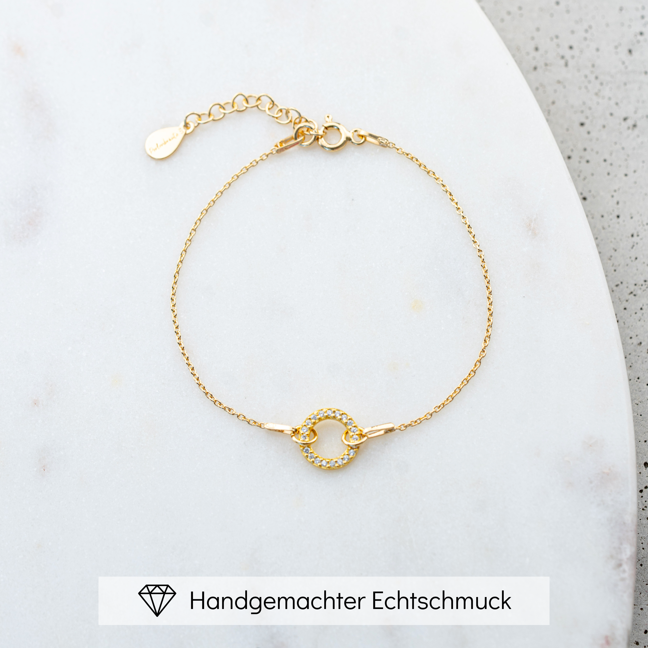 Perlenbräute Mimi Armband Zirkonia Gold 16-19cm