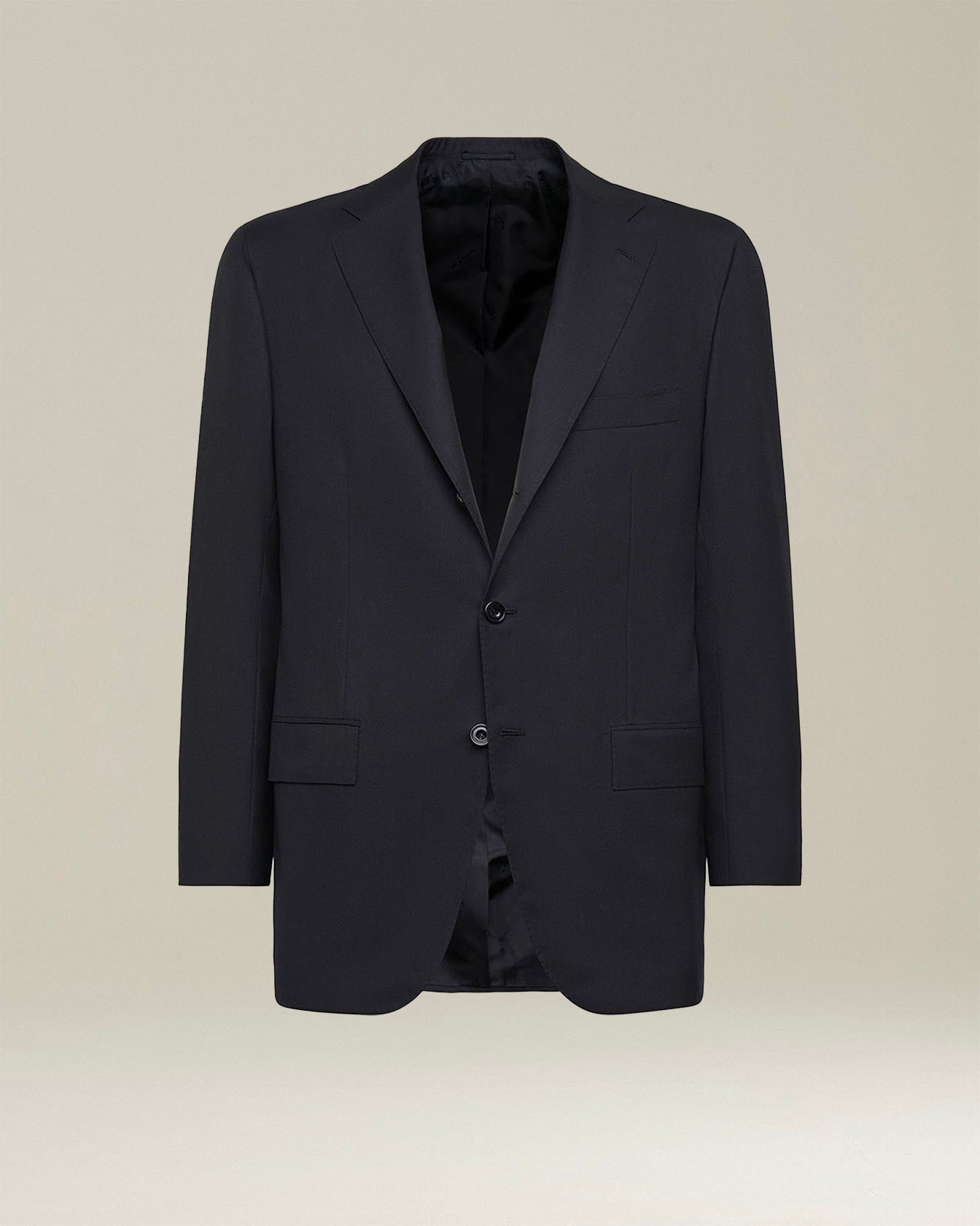 Kiton Giacca Lana Sakko Schwarz Wolle 14 Micron Einreihig