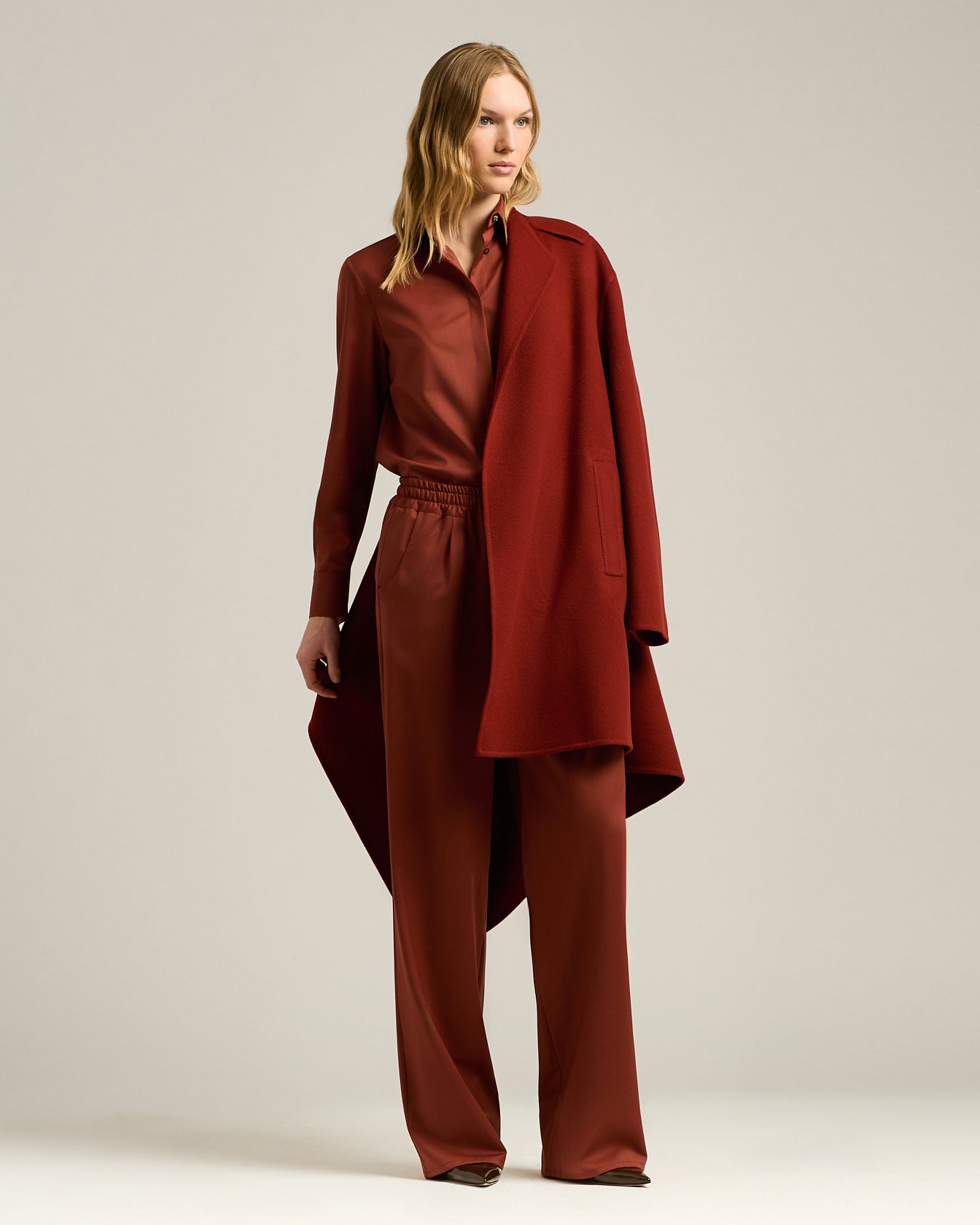 Kiton Shirts Terracotta Wool Bluse 40 reine Wolle