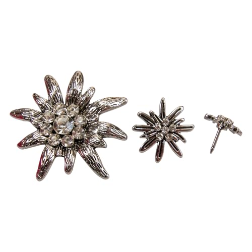 Alpenflüstern DAHEIM API124 Edelweiß-Pin 3er-Set antik-silber Strass