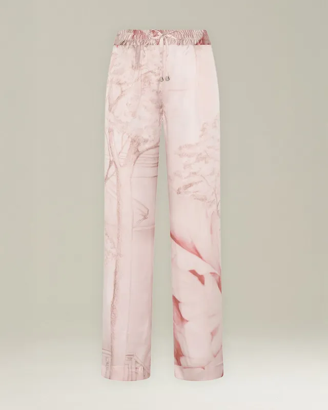Kiton Pantalone Seidenhose bedruckt hoher Bund