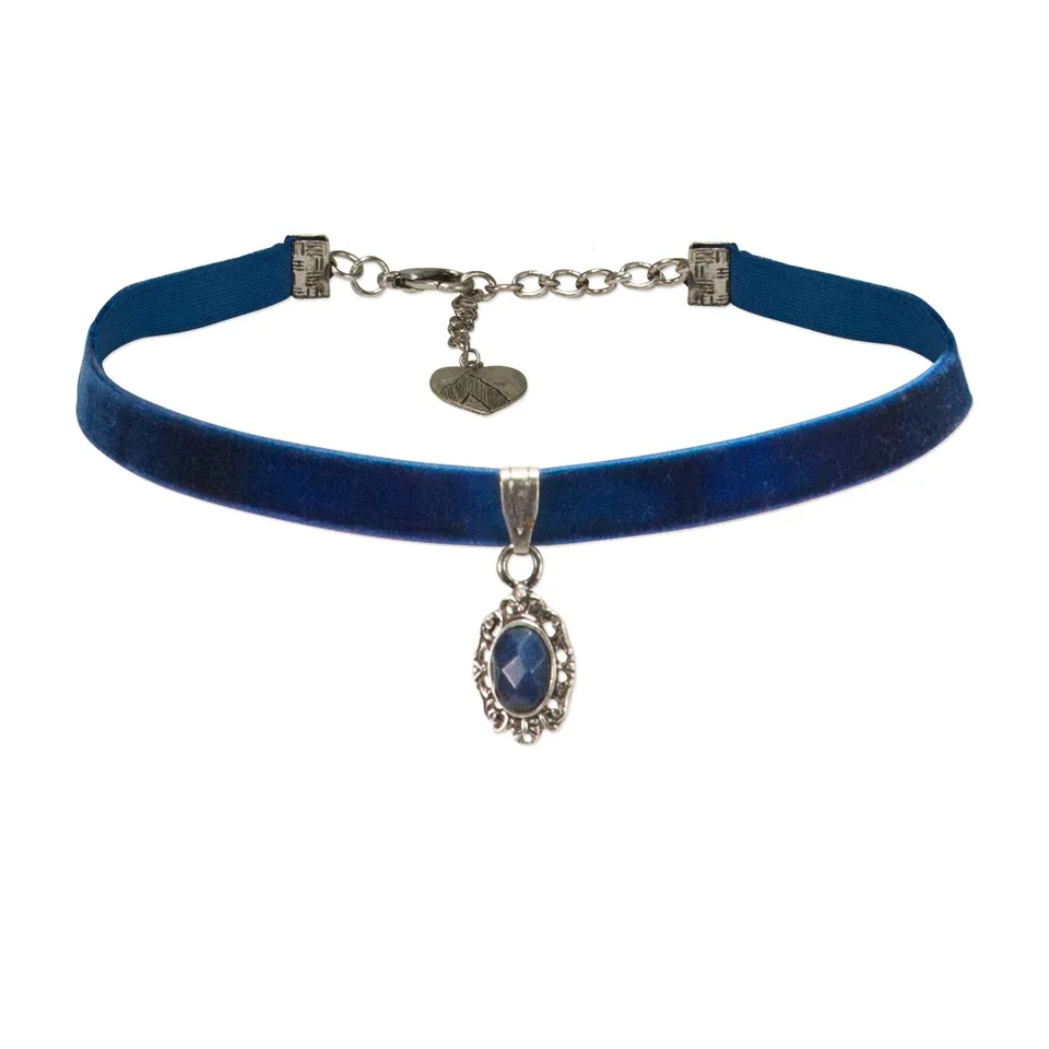 Alpenflüstern DAHEIM DHK196 Kropfband blau Samt