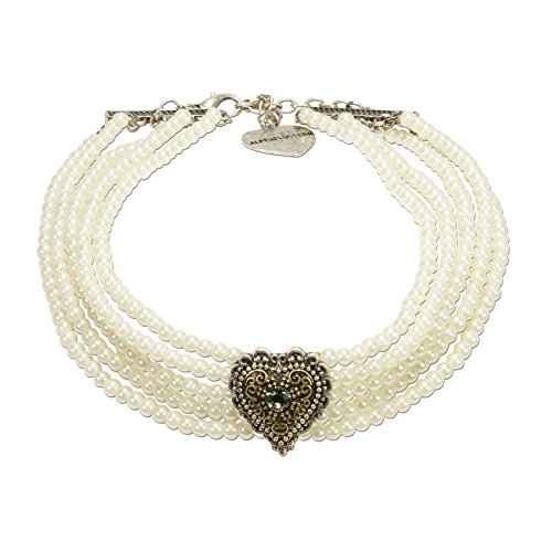 Alpenflüstern Margarethe Trachtenschmuck Set Perlenkette Herz Creme