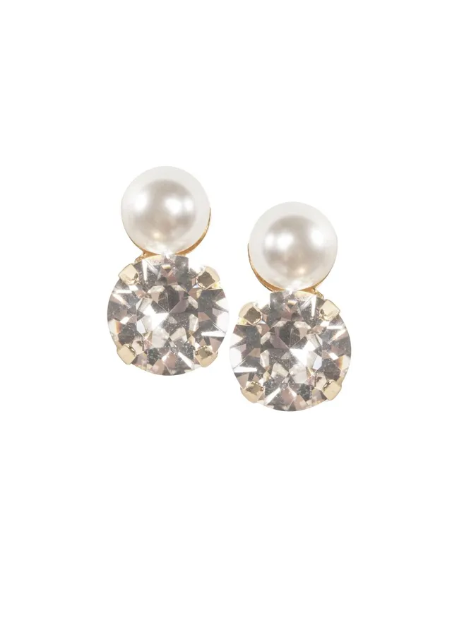 Elizabeth Bower Duet Mini Ohrstecker Rhodium Perle Kristall