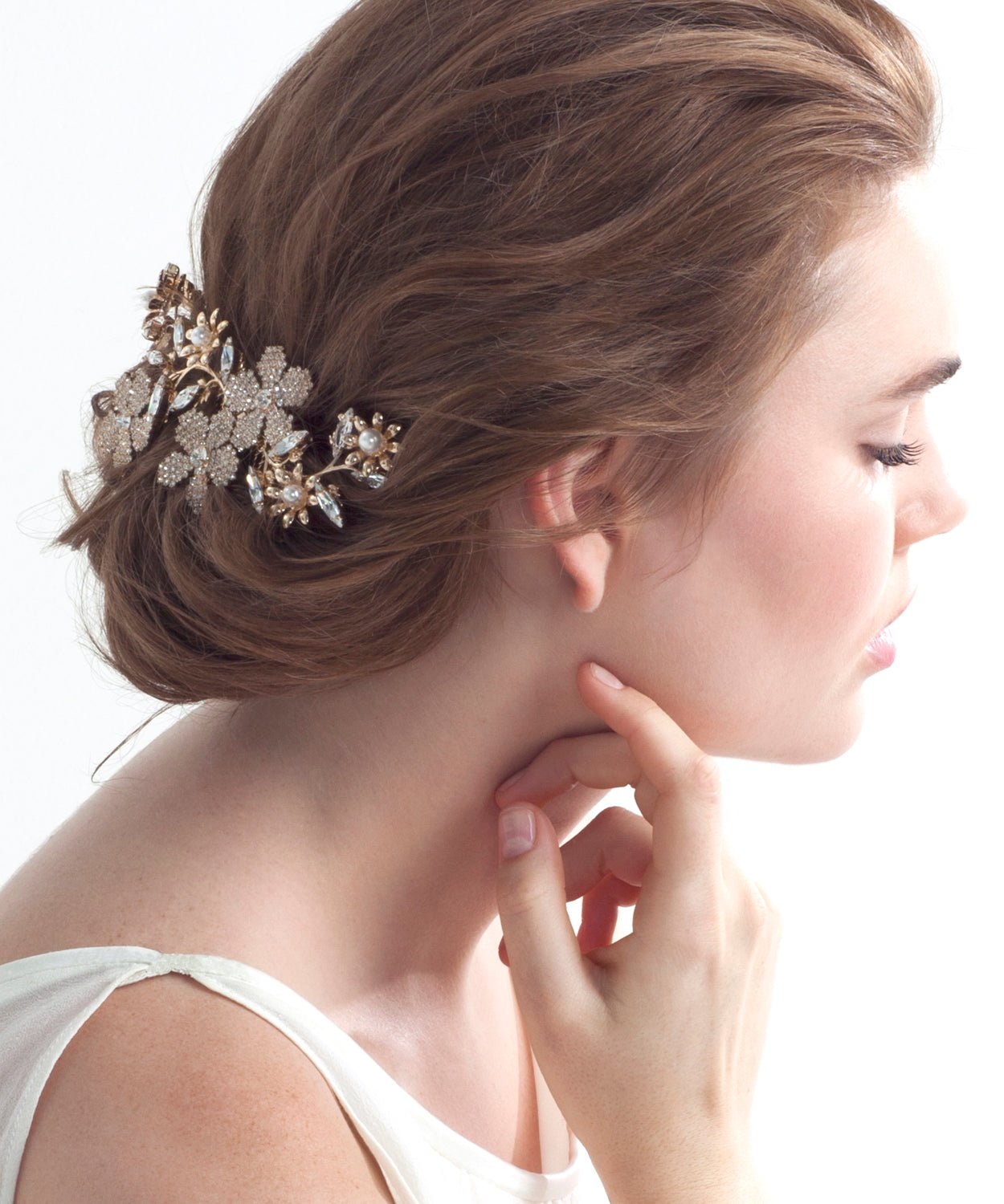 Elizabeth Bower June Crystal Haarkamm Gold Blüten