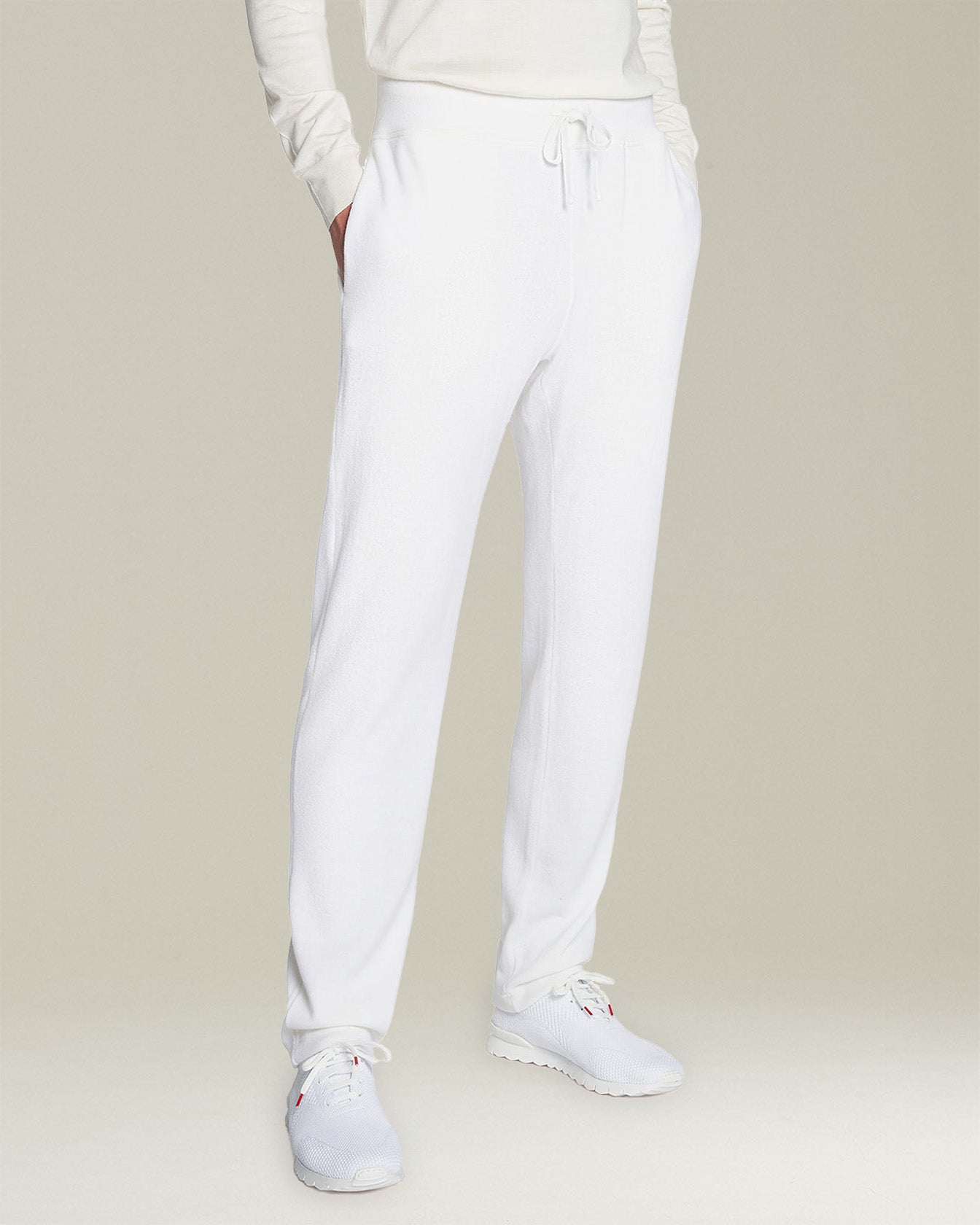 Kiton Jogging Cashmere Hose weiß elastischer Bund
