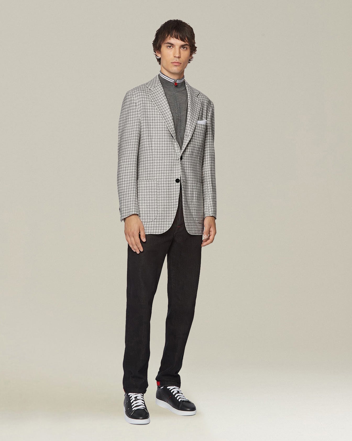 Kiton Jackets Cashmere Pied de Poule Blazer Kaschmir
