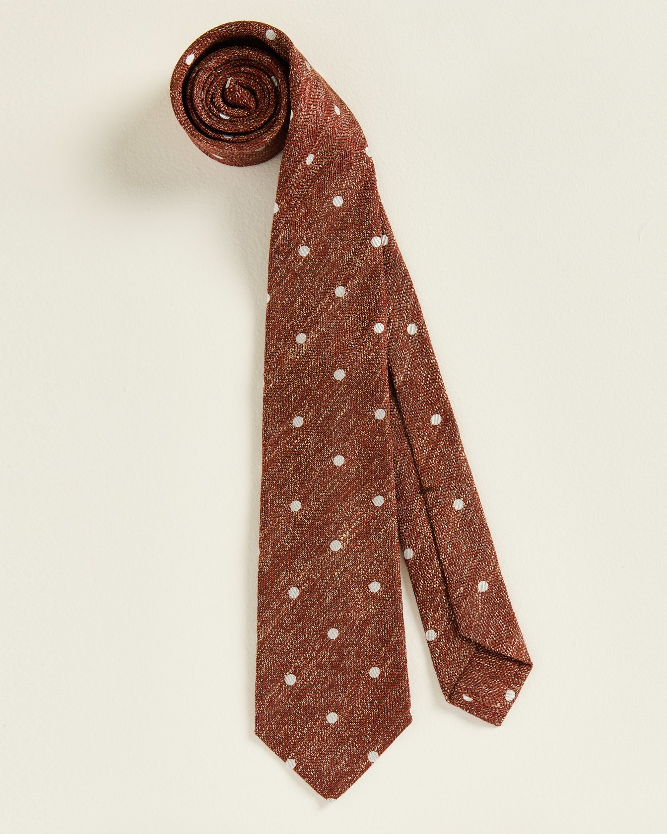 Kiton Polka Dot Krawatte Rostbraun Weiß TU handgestrickt