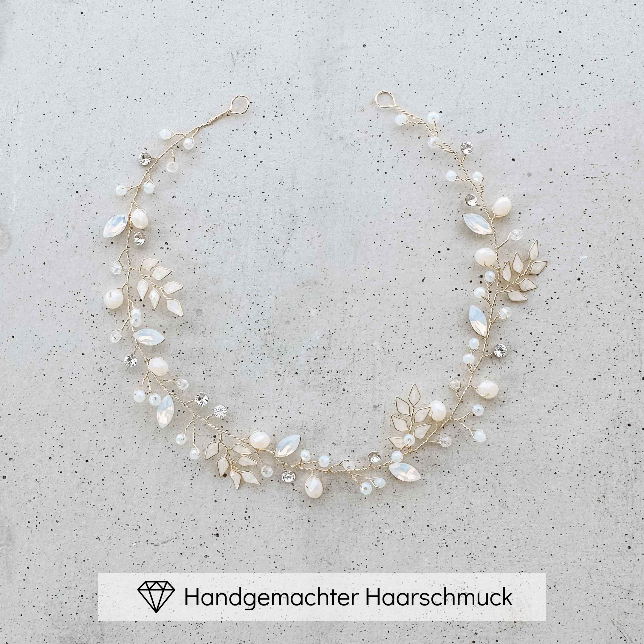Perlenbräute Lana Headpiece Braut-Haarschmuck Gold 30 cm