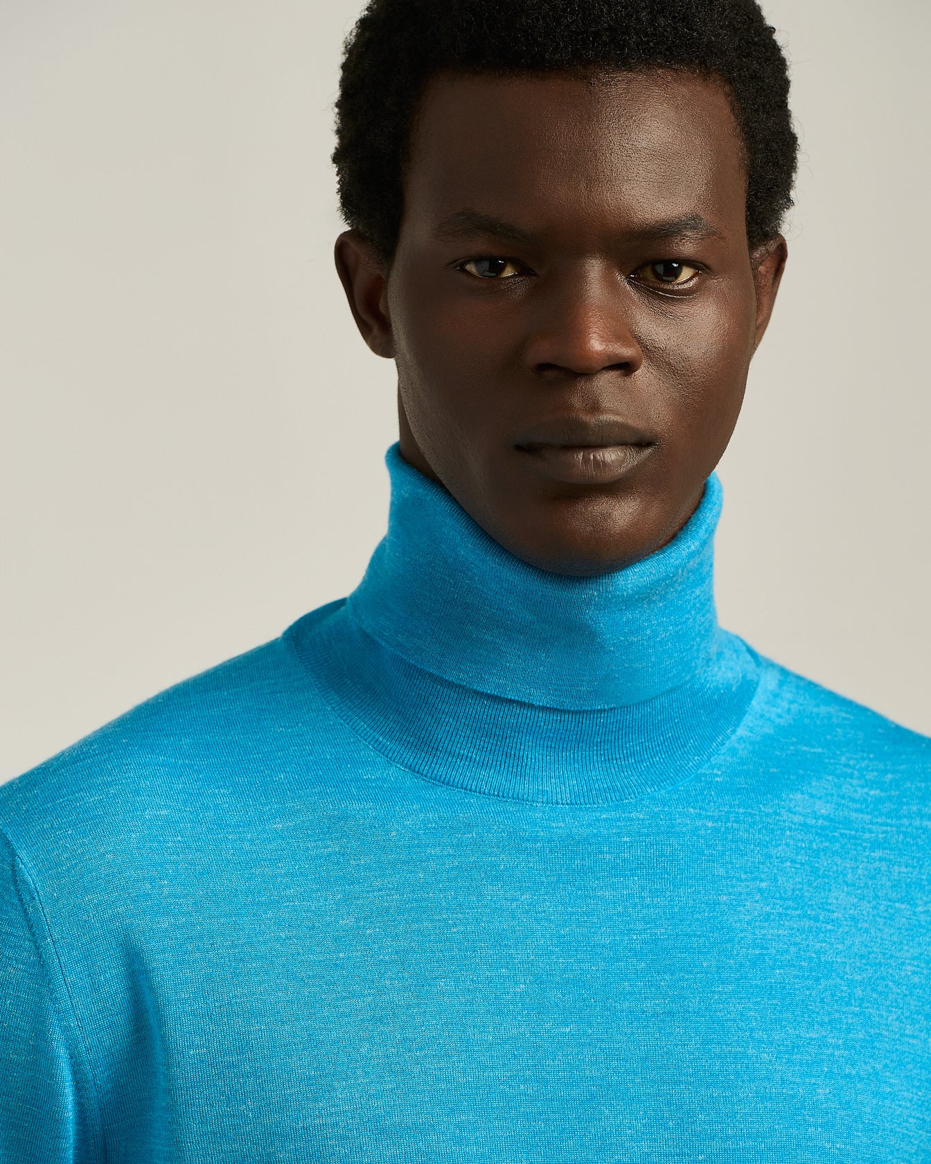 Kiton Sky Blue Turtleneck Seide Wolle Rollkragen Herren
