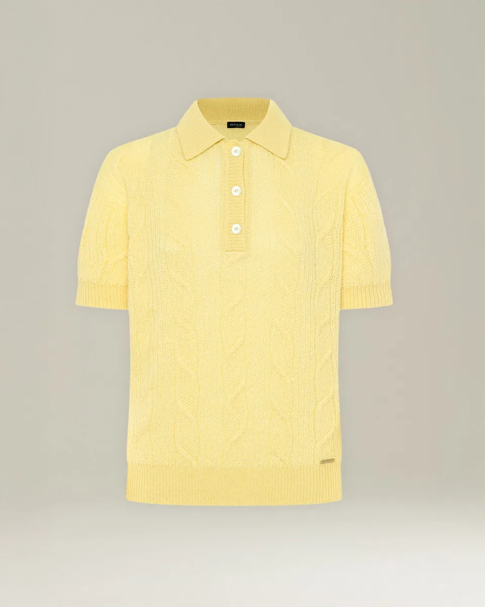 Kiton Strick-Polo Polohemd Damen Kaschmir Seide Gr.40 pastell