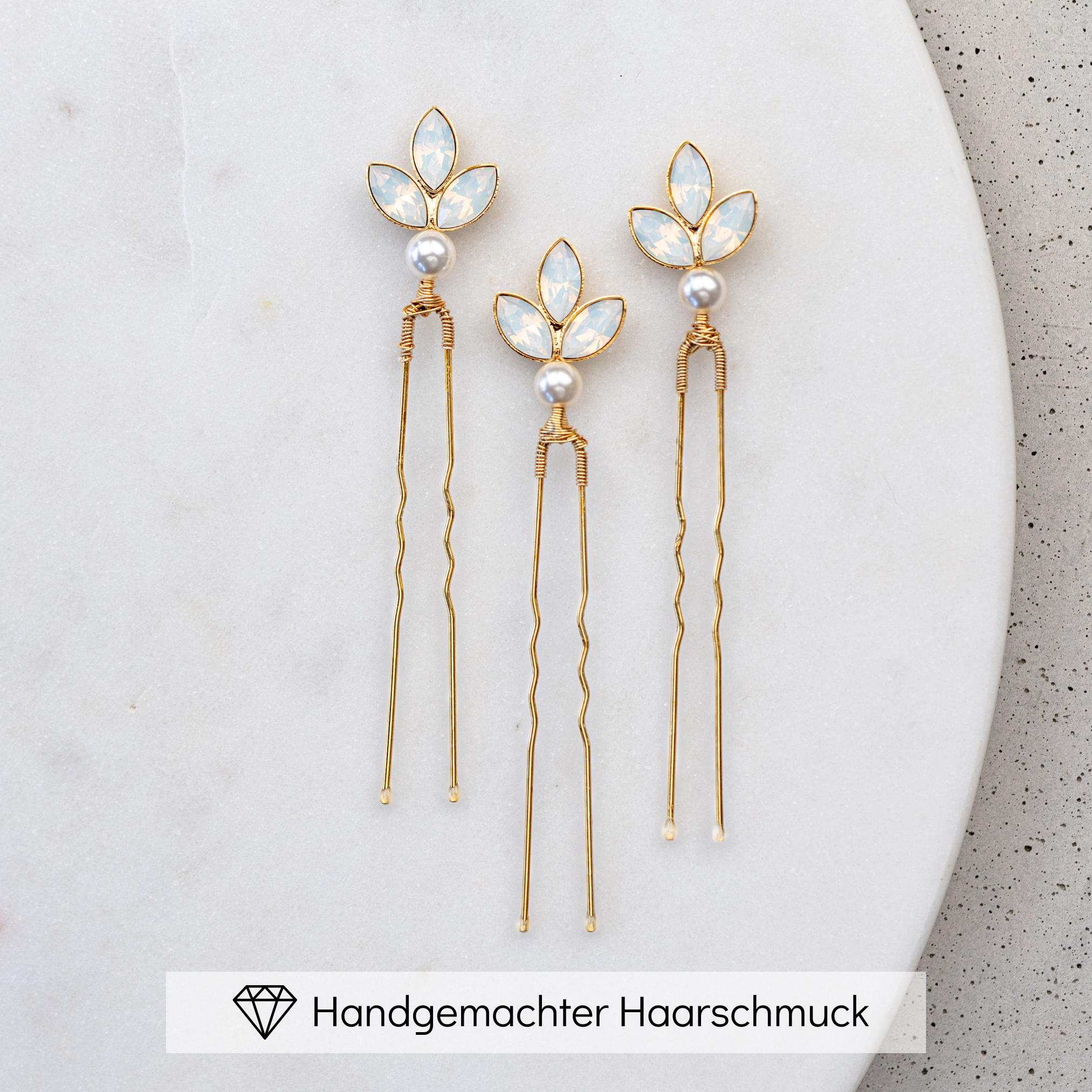 Perlenbräute Kate Haarnadeln Braut Gold Perlen 3er Set