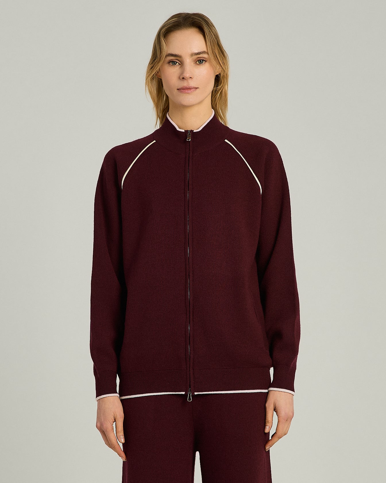 Kiton Knitwear Wool Sweatshirt Bordeaux Gr. 44 Zip