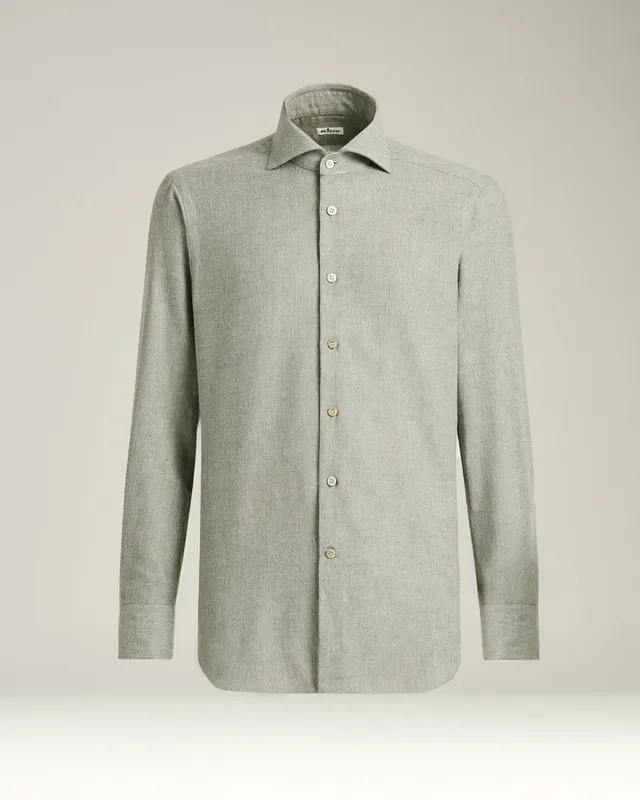 Kiton Shirts Anthracite Flannel Hemd Seide Kaschmir 40