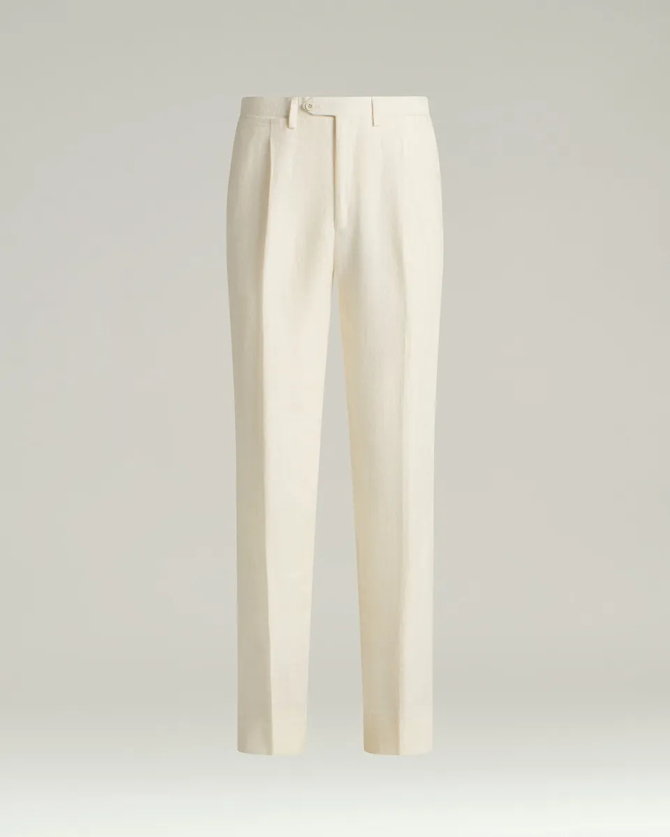 Kiton Trousers Leinenhose weiß rein Gr. 50