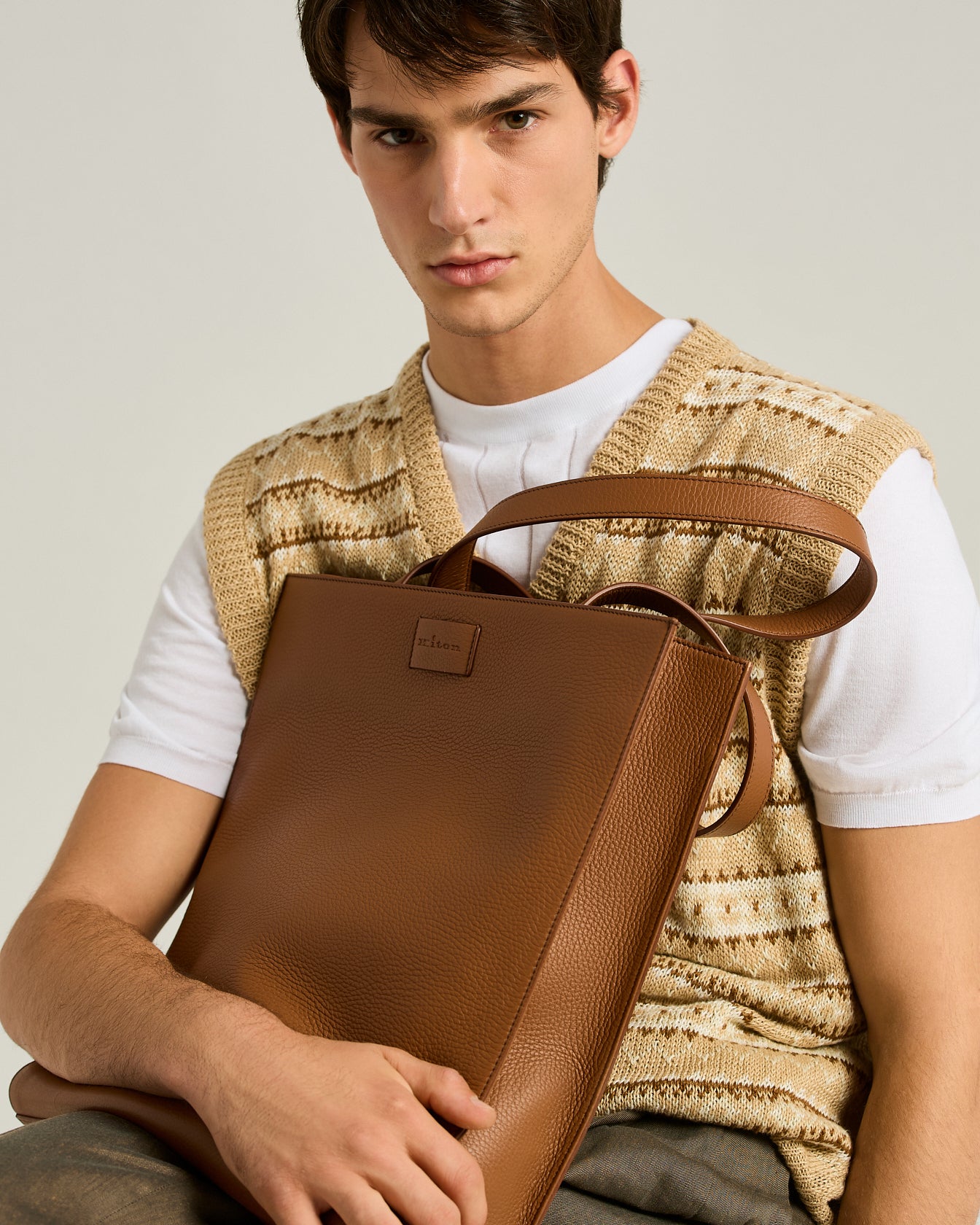 Kiton Bags Tote Hirschleder Braun Shopper TU