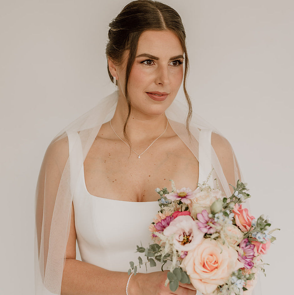 Perlenbräute Sanna Halskette Hochzeit Gold Zirkonia 45 cm