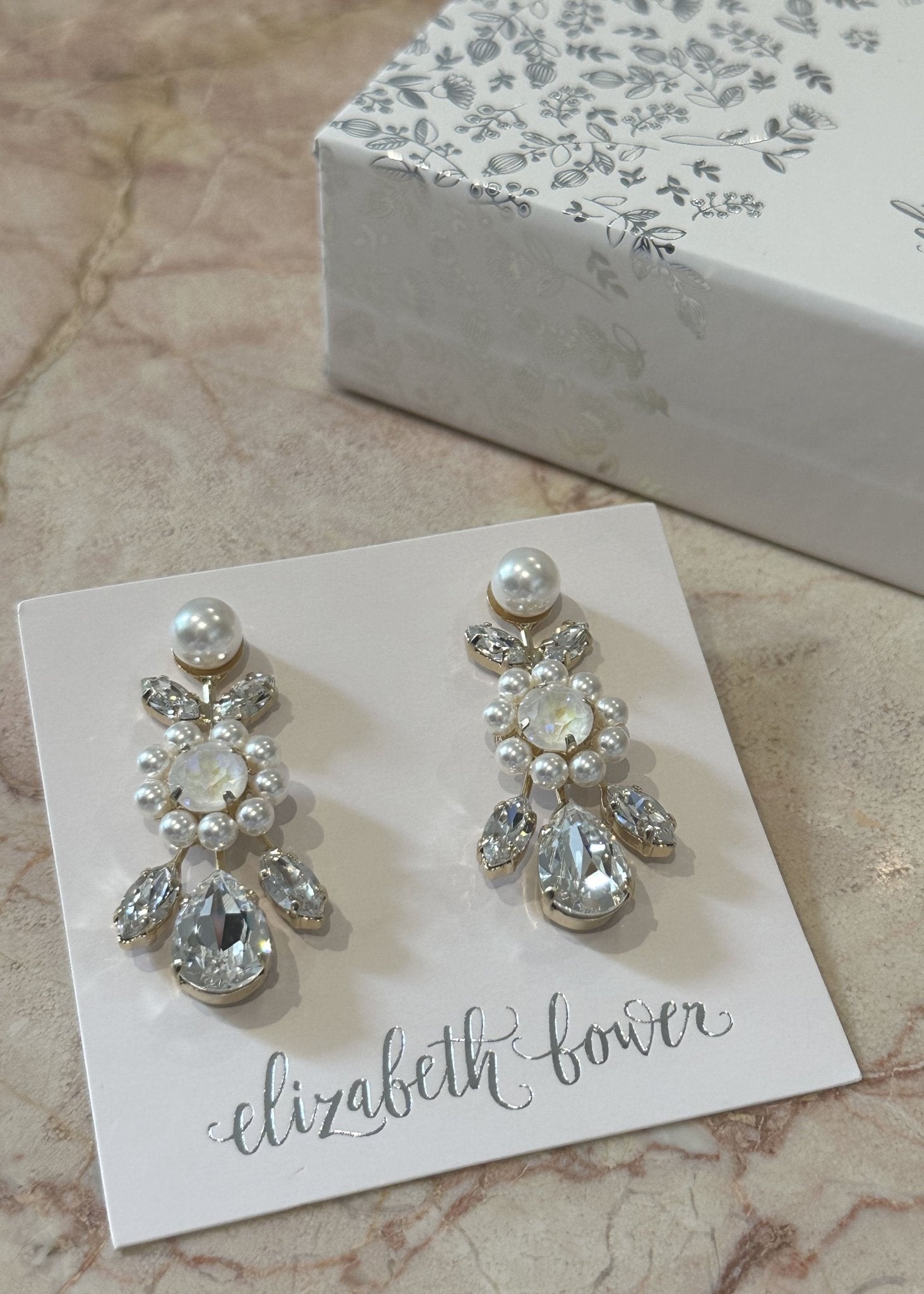 Elizabeth Bower Regal Crystal Brautohrringe Rhodium Stecker