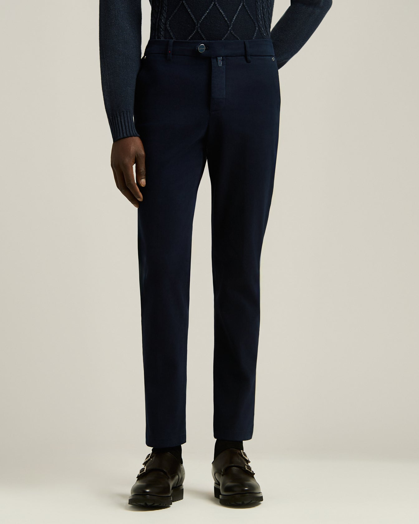 Kiton Trousers Stretch-Hose Baumwolle Navy