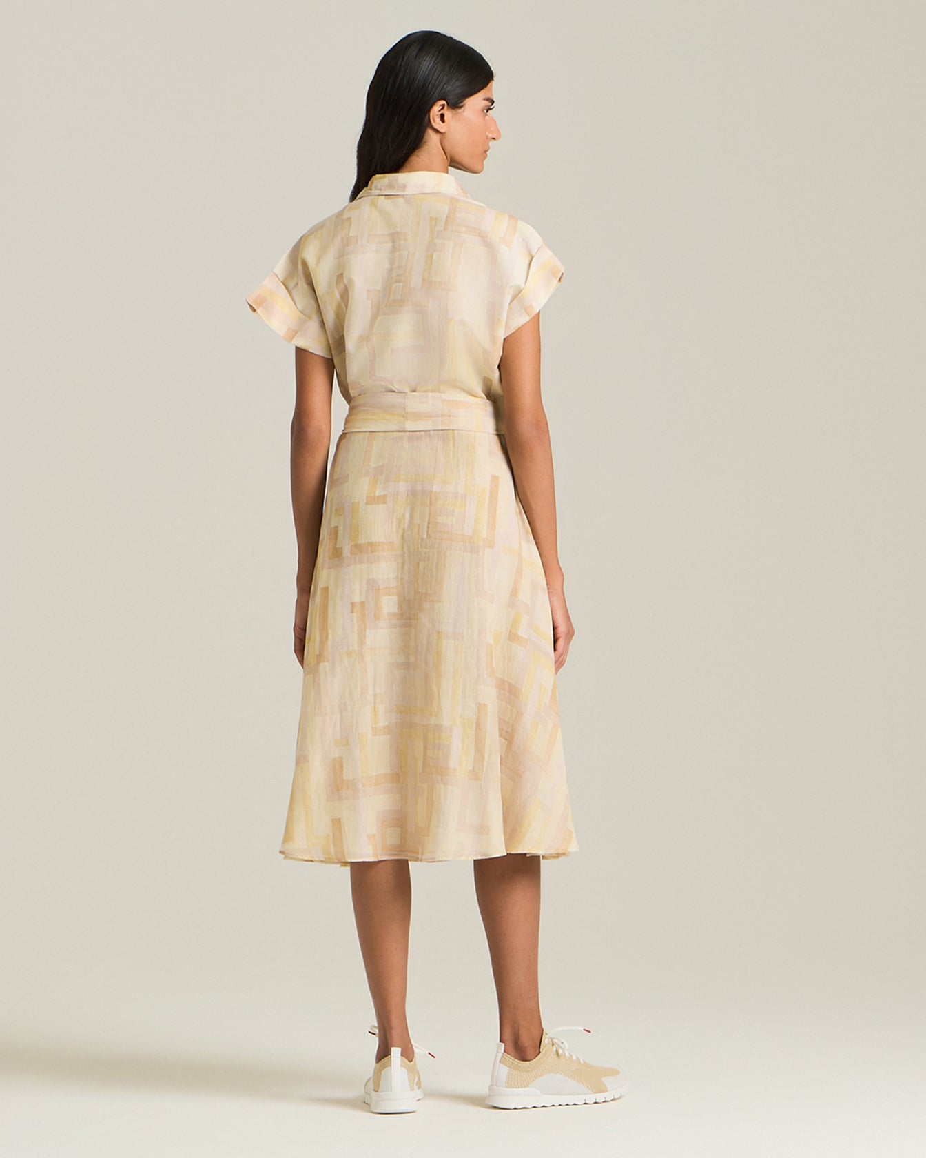 Kiton Dresses Voile-Kleid Baumwolle-Seide ärmellos mit Gürtel