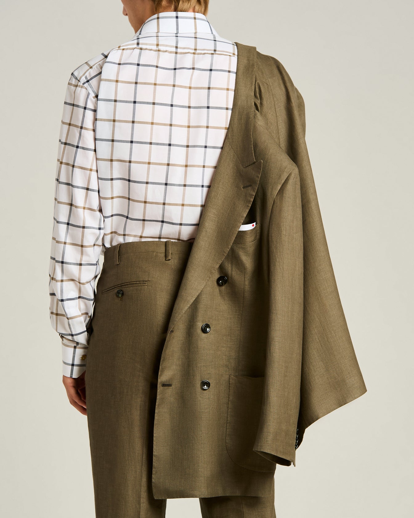 Kiton Double-Breasted Anzug Gr.50 Braun Leinen