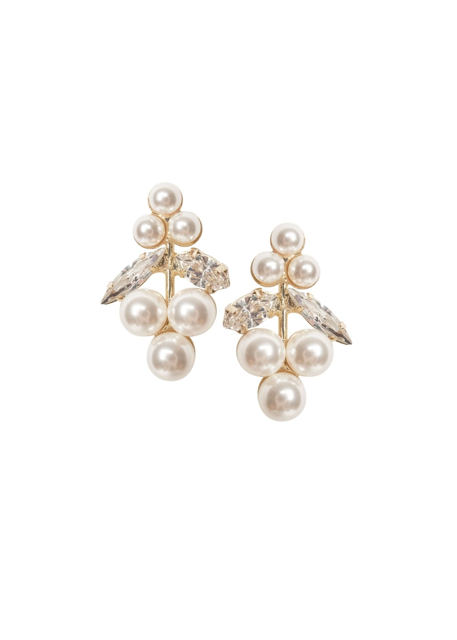 Elizabeth Bower Bud Pearl Ohrstecker Rhodium Kristall Perle