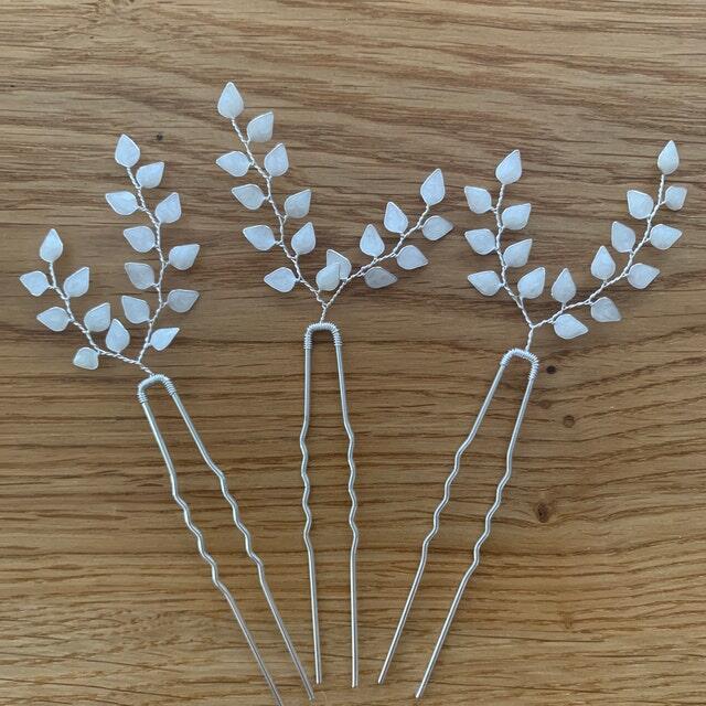 Perlenbräute Haarschmuck Lana Haarnadeln Gold 3er Set Perlen