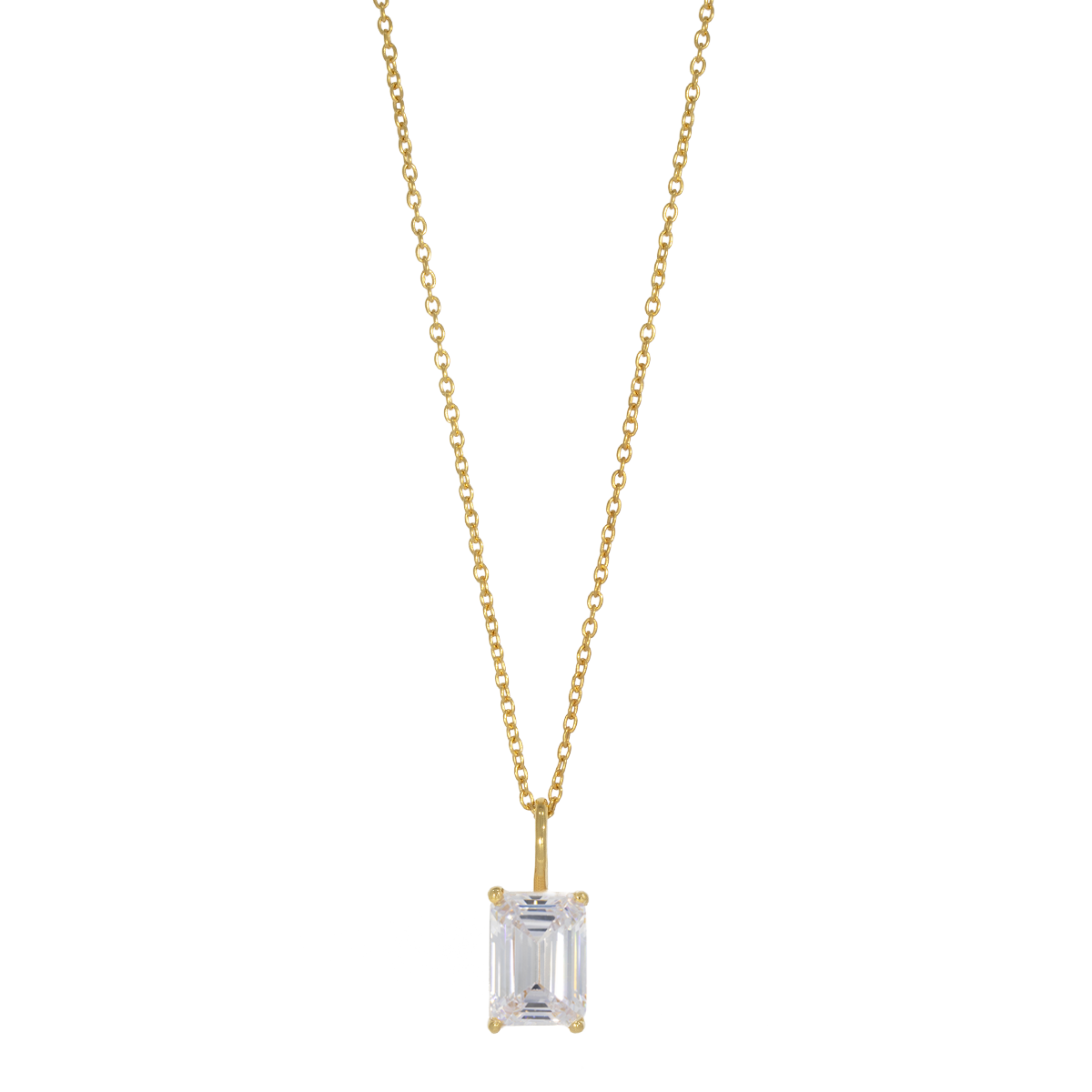 Juvelan Icon Smaragdschliff Halskette Gold Kristall